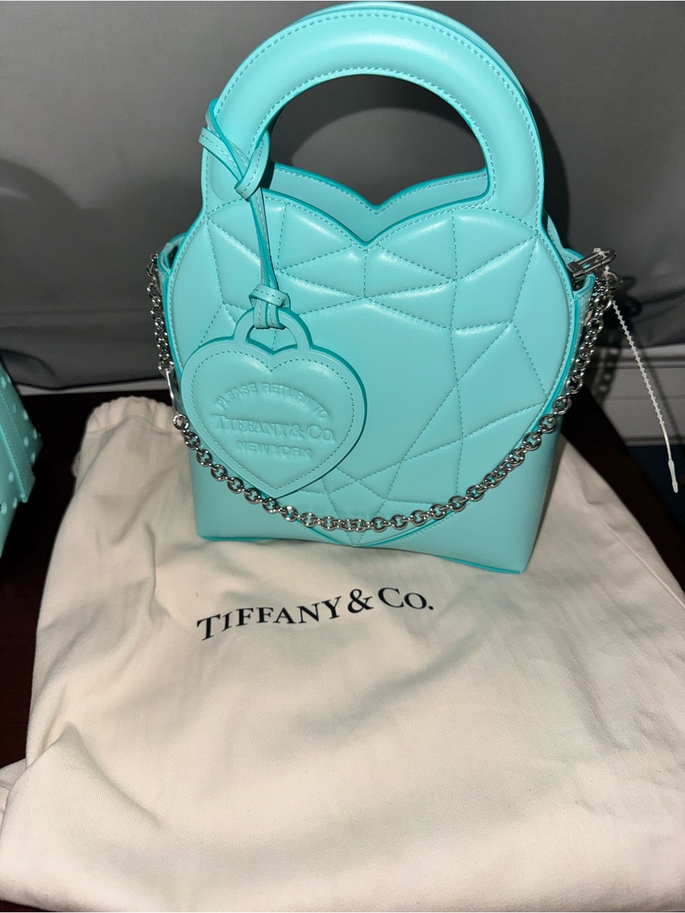 Tiffany & Co. Mini Quilted Heart Top-Handle Bag in Tiffany Blue